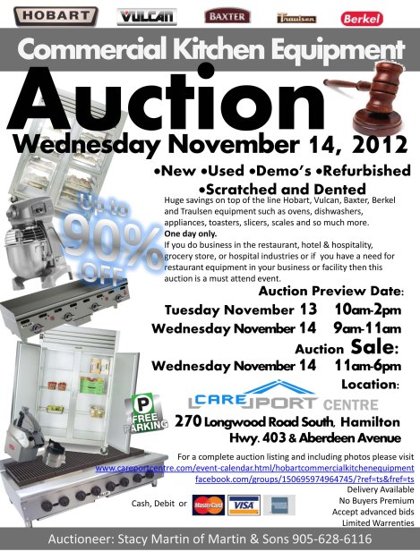 Commercial Kitchen Equipment Auction at The Careport Expo Centre
